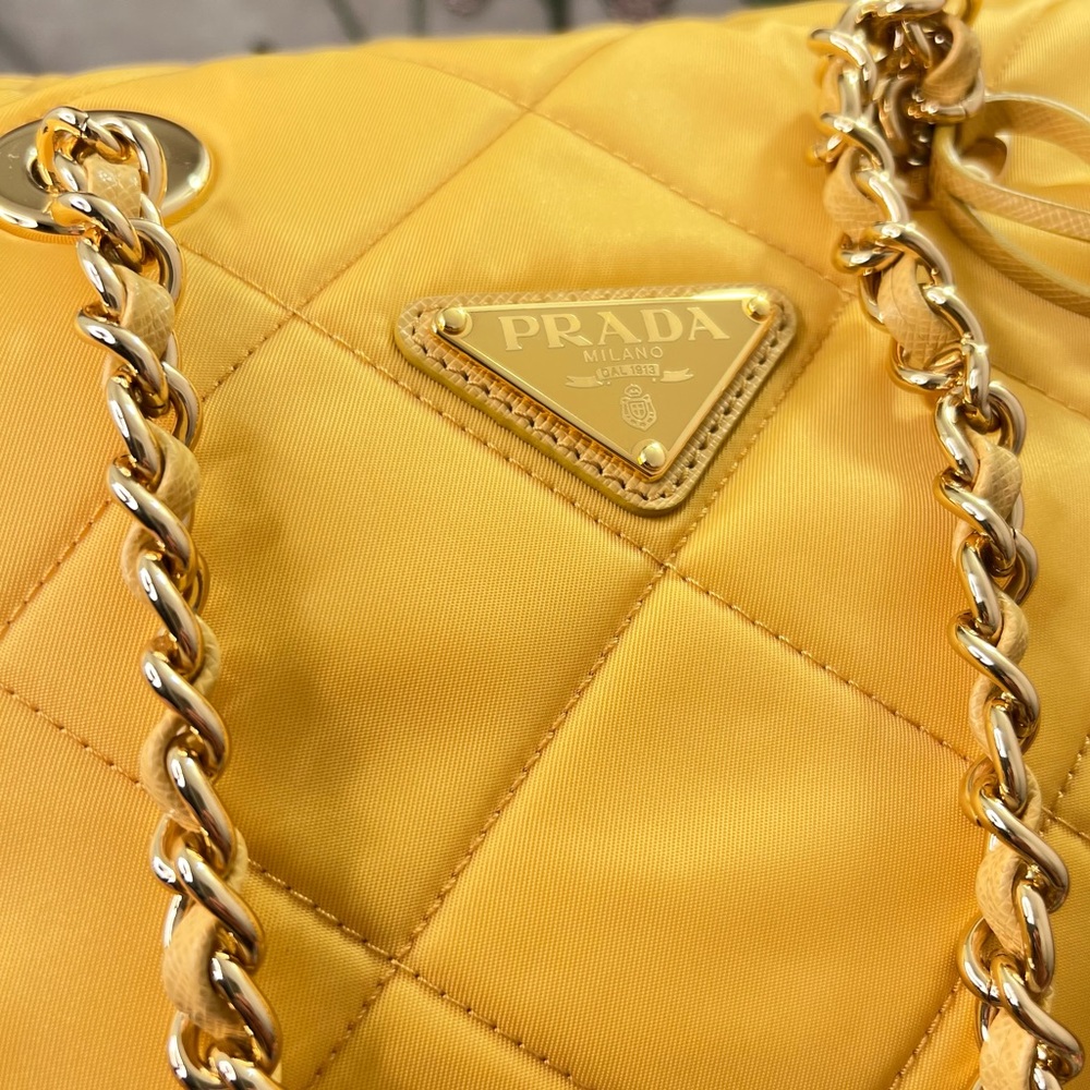 Auth PRADA Bag • Authentic PRADA 1995 Re-Edition Chain Tote in Yellow Re-Nylon - Picture 9 of 16